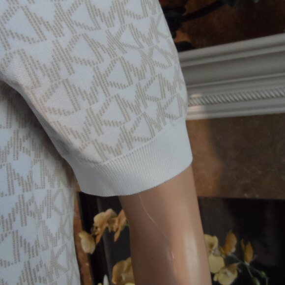 New Michael Kors Beige/Cream Logo Pattern Knit Skirt Suit Size M - Picture 8 of 16